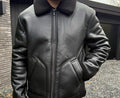 Leather Shearling Jacket - Black