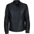 Kingswell Leather Mandarin Collar Biker Jacket Black