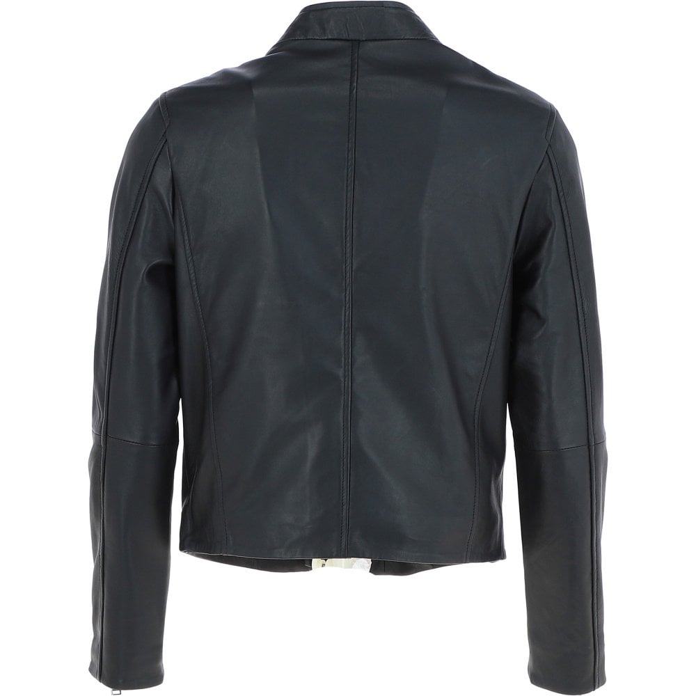 Kingswell Leather Side Zip Biker Jacket Black