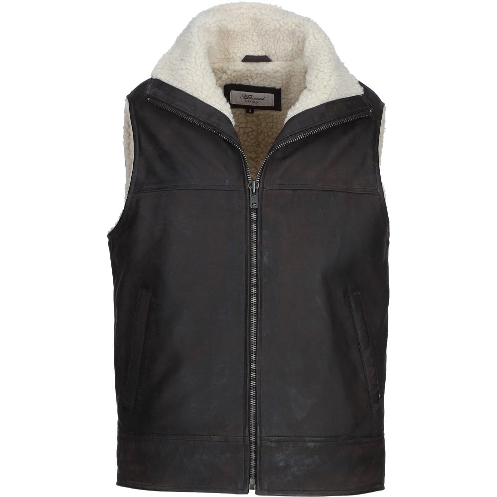 Kingswell Men's Leather Waistcoat Brown: SIGMA