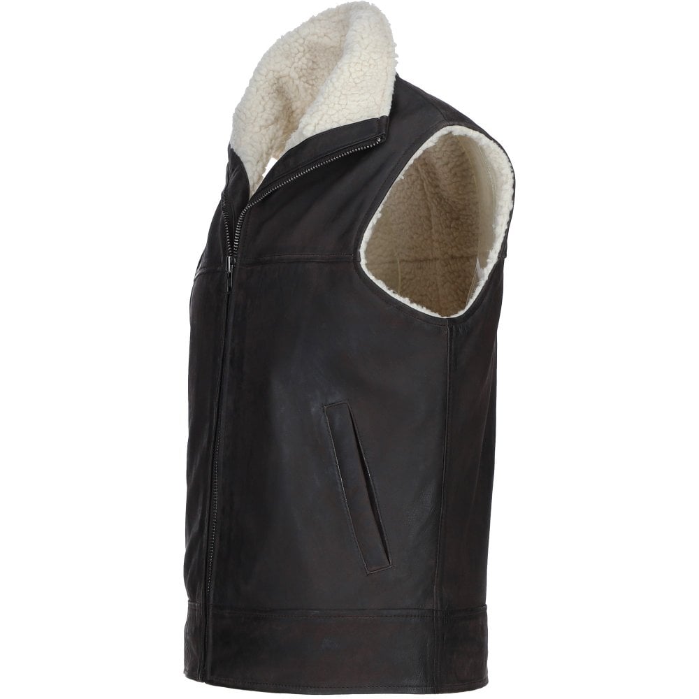 Kingswell Men's Leather Waistcoat Brown: SIGMA