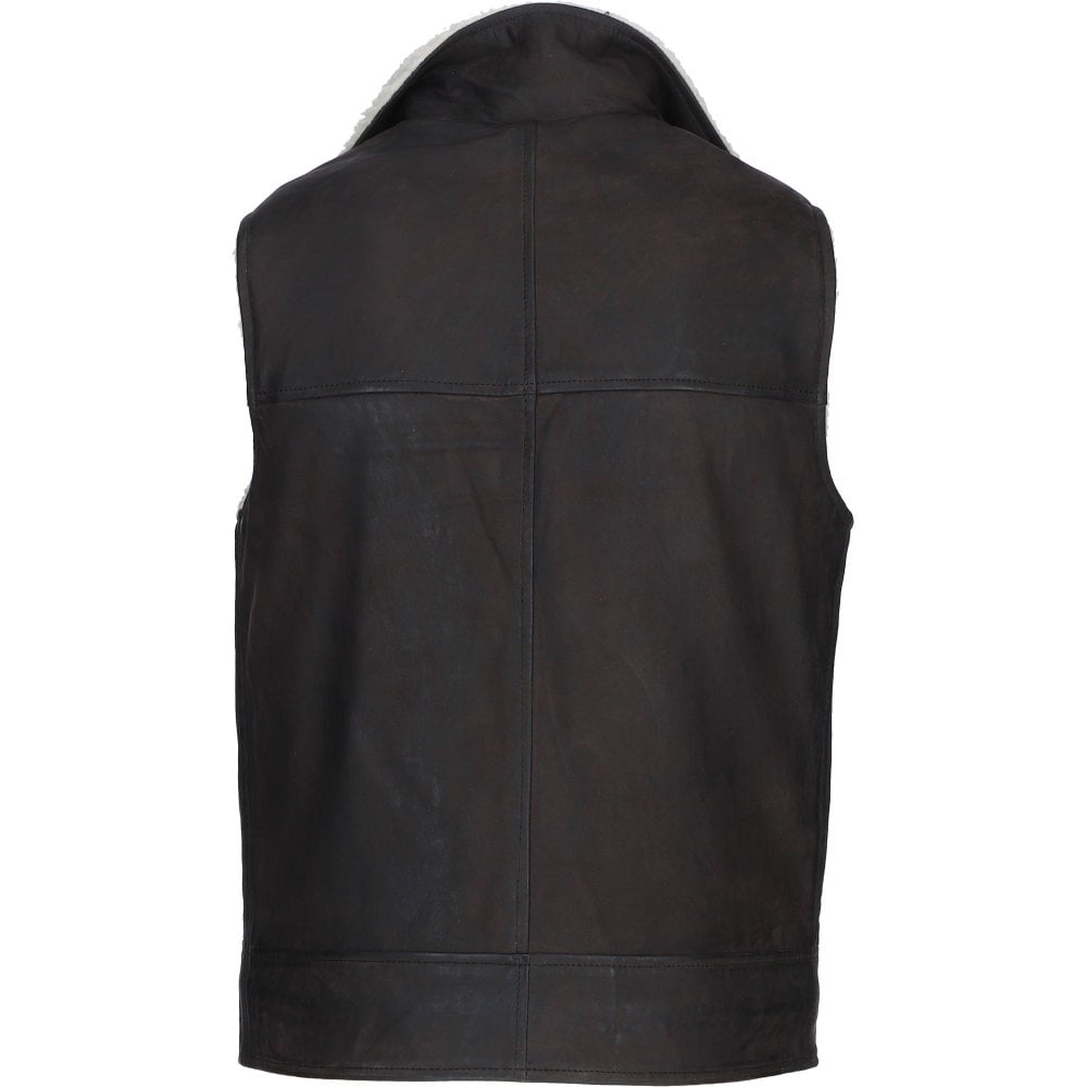 Kingswell Men's Leather Waistcoat Brown: SIGMA