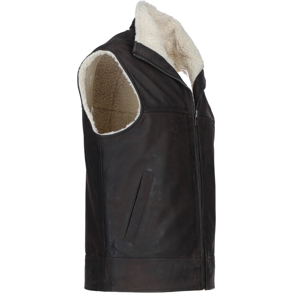 Kingswell Men's Leather Waistcoat Brown: SIGMA