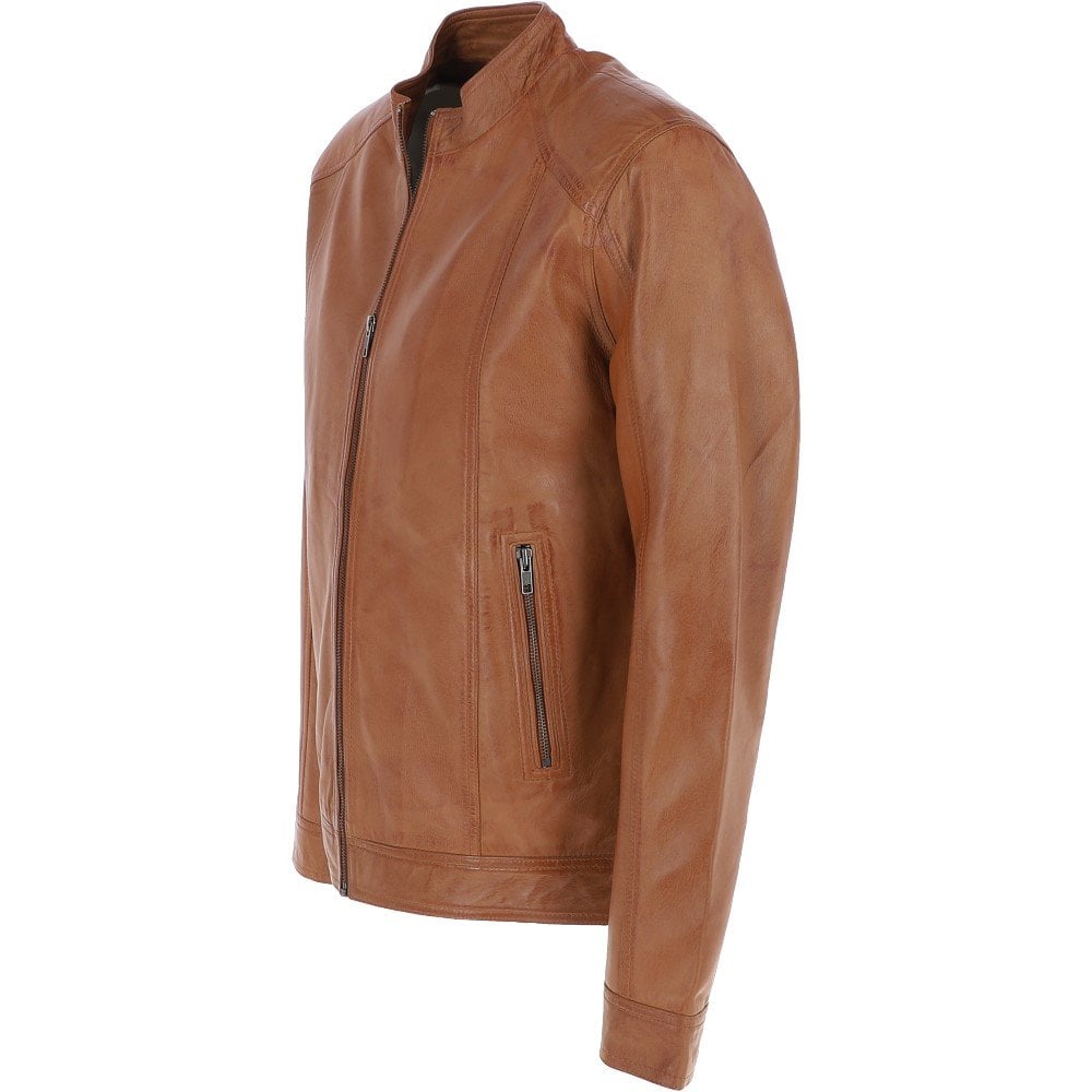 Leather Biker Jacket Tan