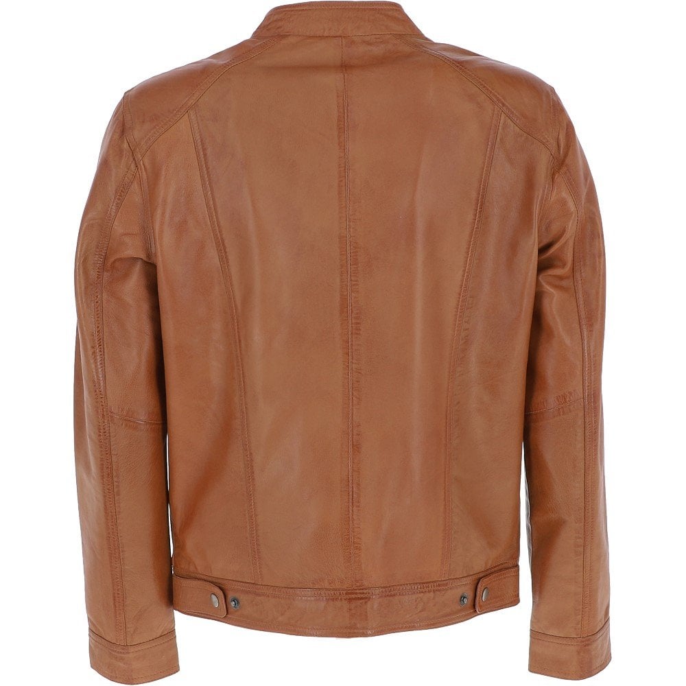 Leather Biker Jacket Tan
