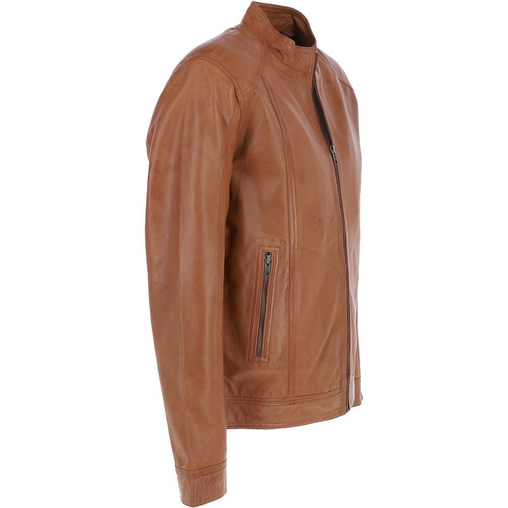 Leather Biker Jacket Tan