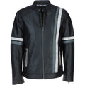 Men's Ashwood Leather Casual Jacket with Contrast Stripes Black
