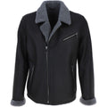 Men's Side Zip Sheepskin Pilot Jacket Black
