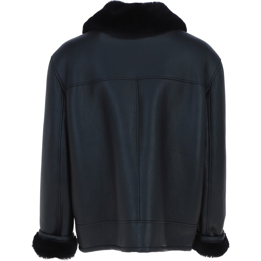 Kingswell Leather Sheepskin Flying Jacket Black