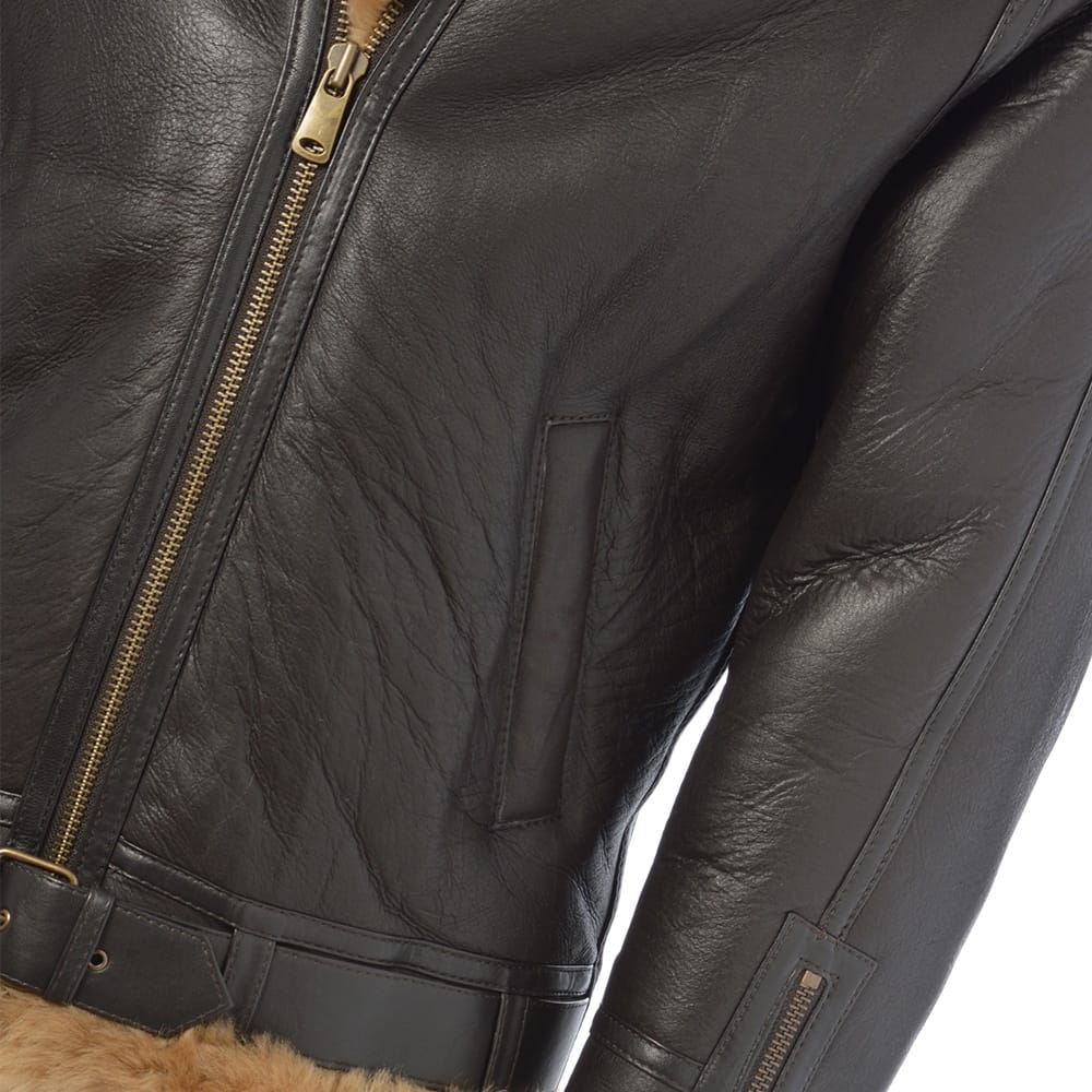 Kingswell Leather Men's Sheepskin Flying Jacket : Leo