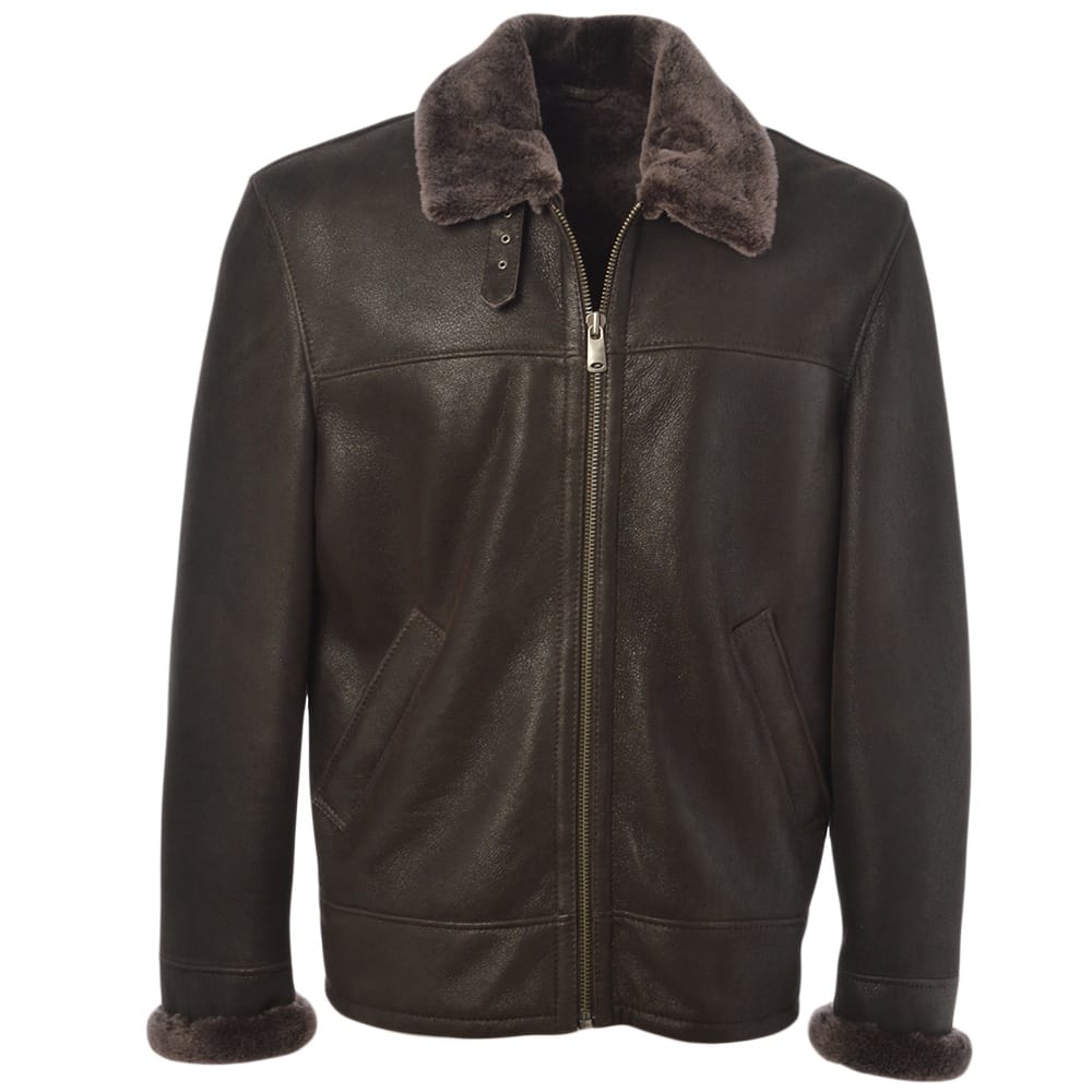 Kingswell Leather Sheepskin Flying Jacket Mouse Cotton
