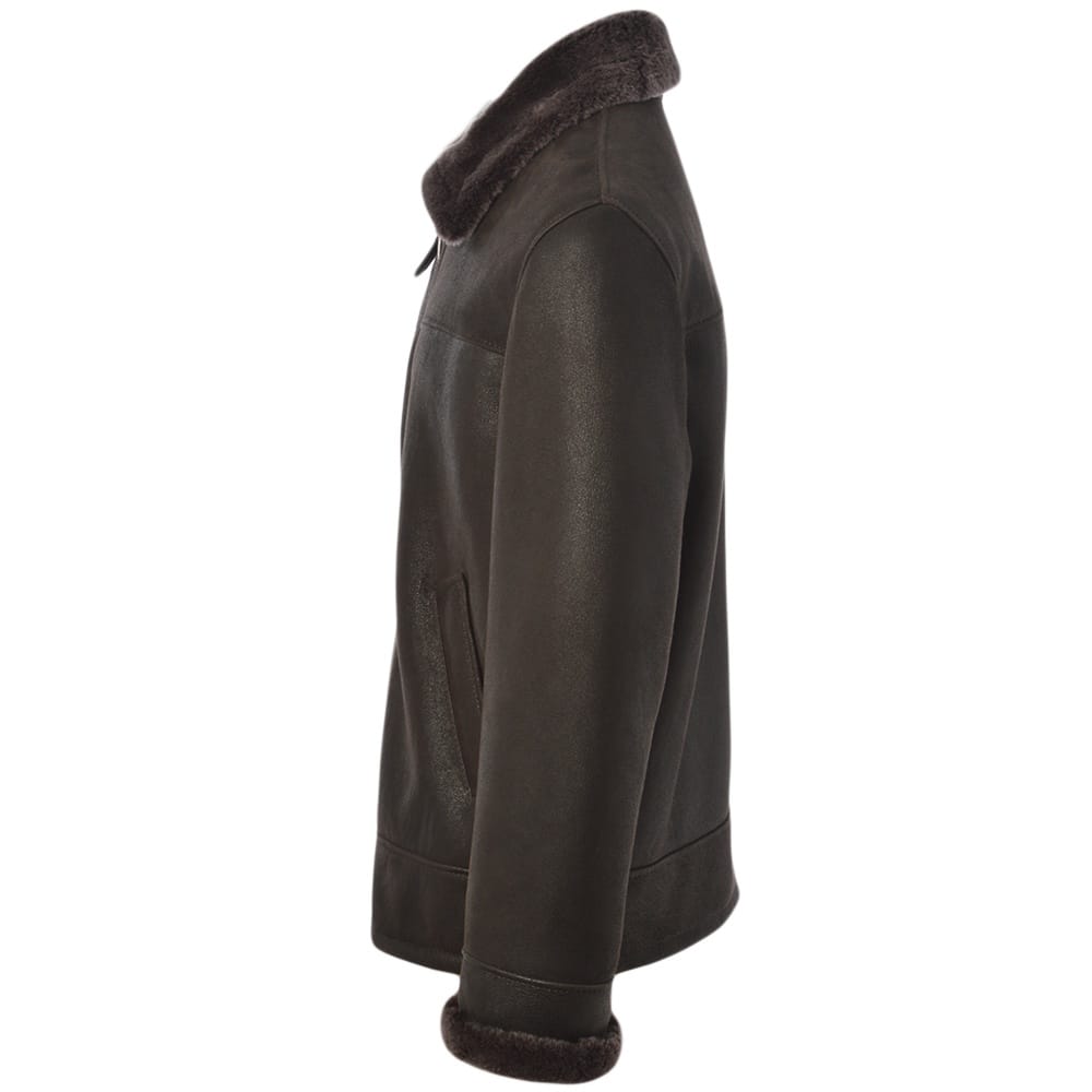 Kingswell Leather Sheepskin Flying Jacket Mouse Cotton